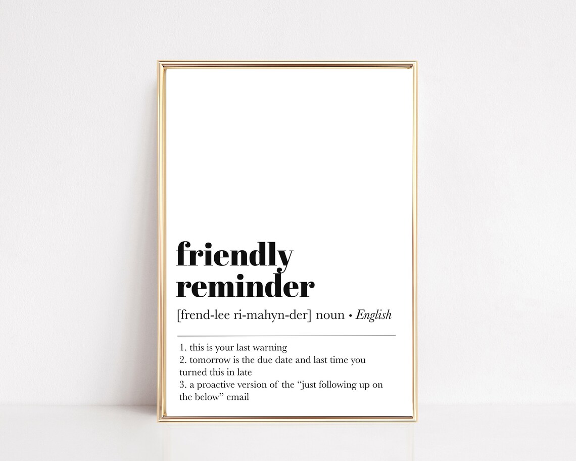Funny Home Office Friendly Reminder Definition Poster - Image 2