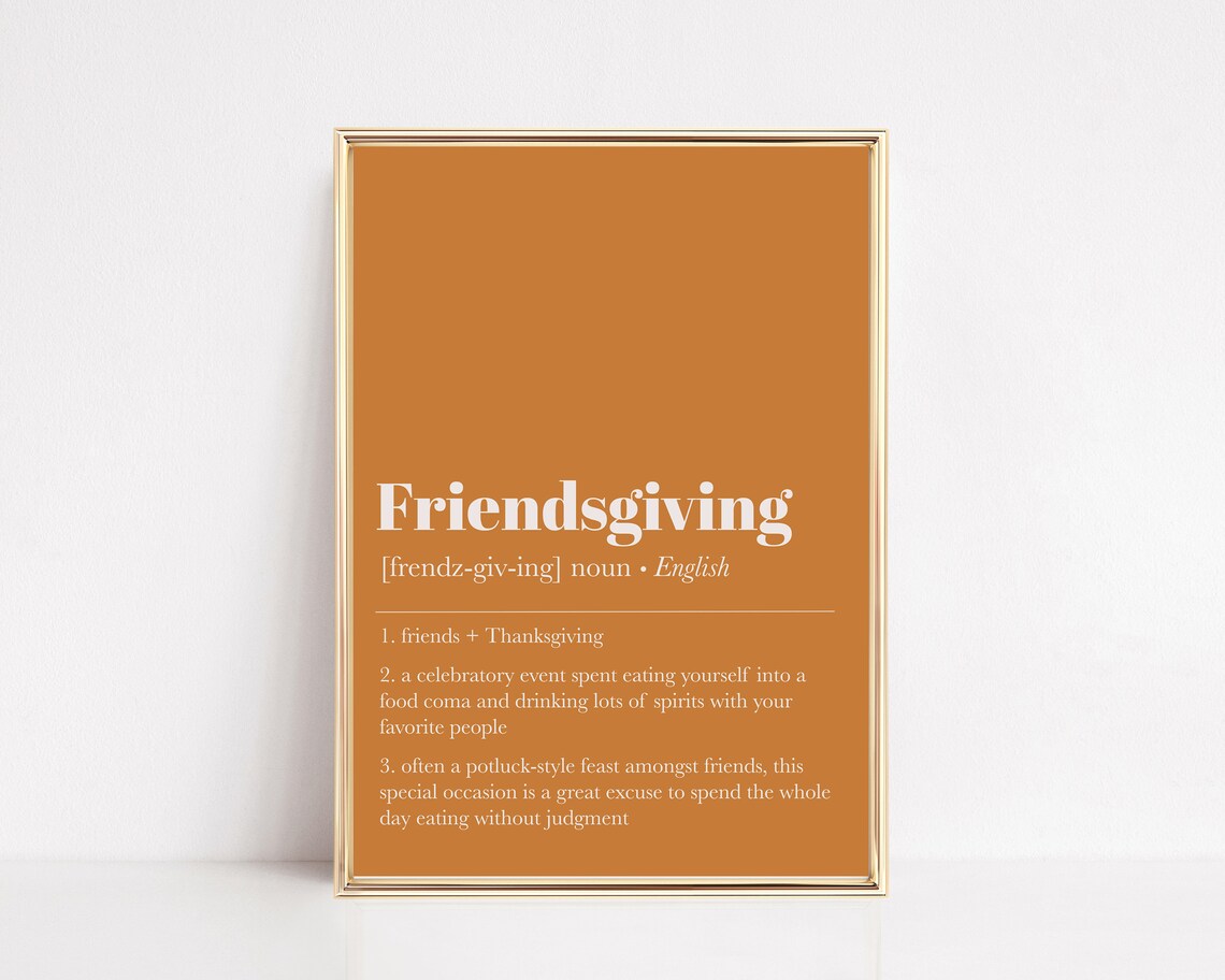 Friendsgiving Dictionary Definition Orange Thanksgiving Quote Poster