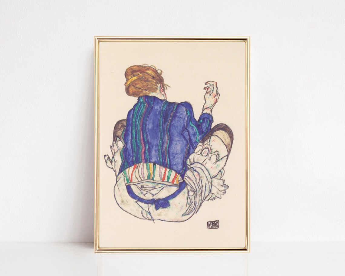 Egon Schiele Seated Woman Back Boho Art Print - Image 2