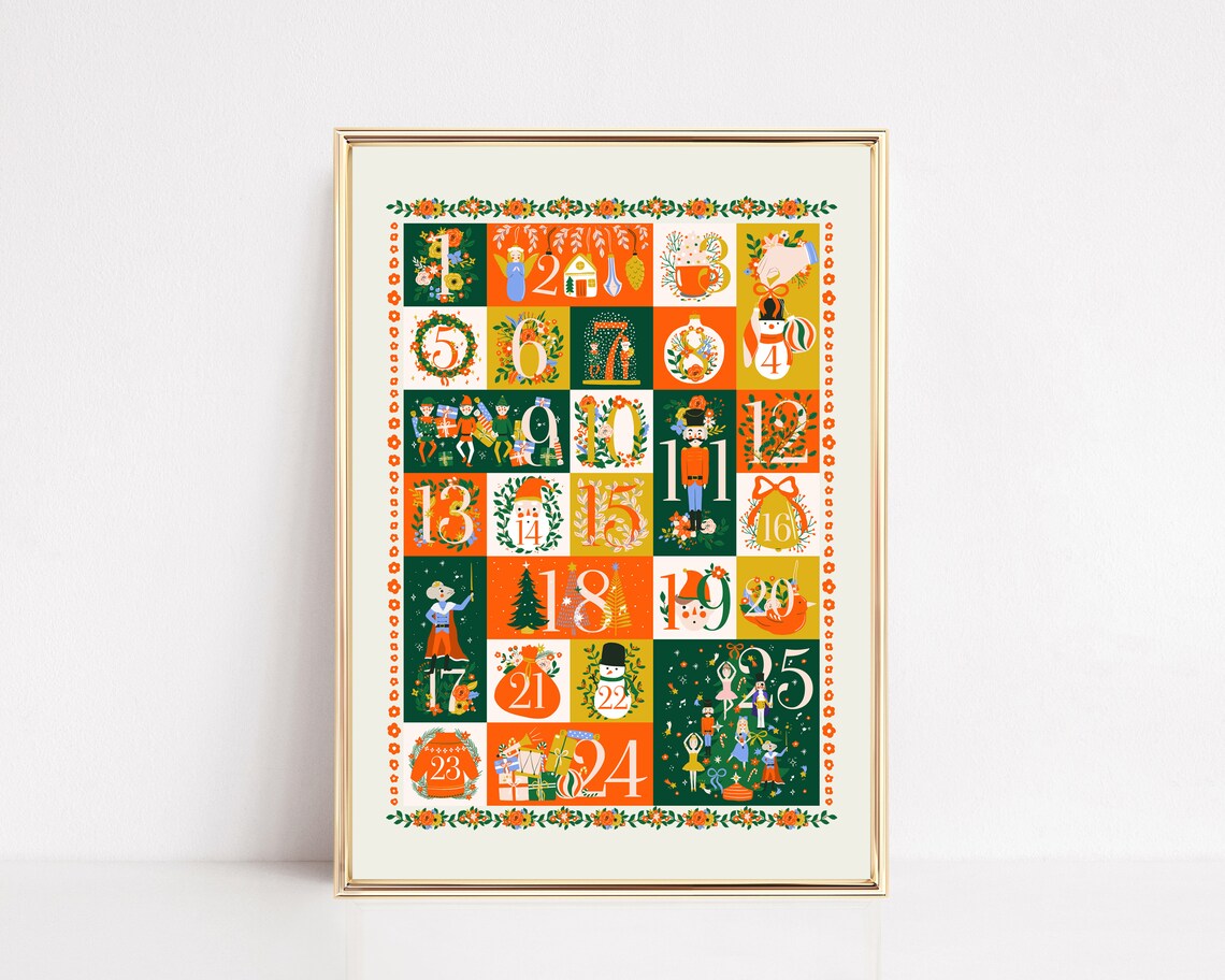 Christmas Advent Calendar Countdown Sign Art Print