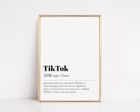 Tik Tok Wall Art Dorm Room Decor Definition Print Funny Wall Art Dictionary Art Minimalist Print Funny Poster Instant
