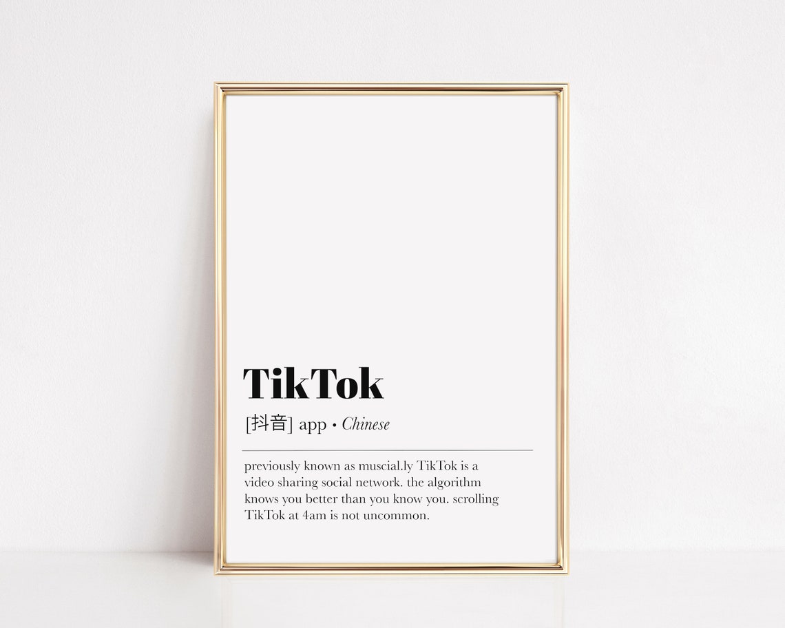 Tik Tok Wall Art Dorm Room Decor Definition Print Funny Wall Art Dictionary Art Minimalist Print Funny Poster Instant