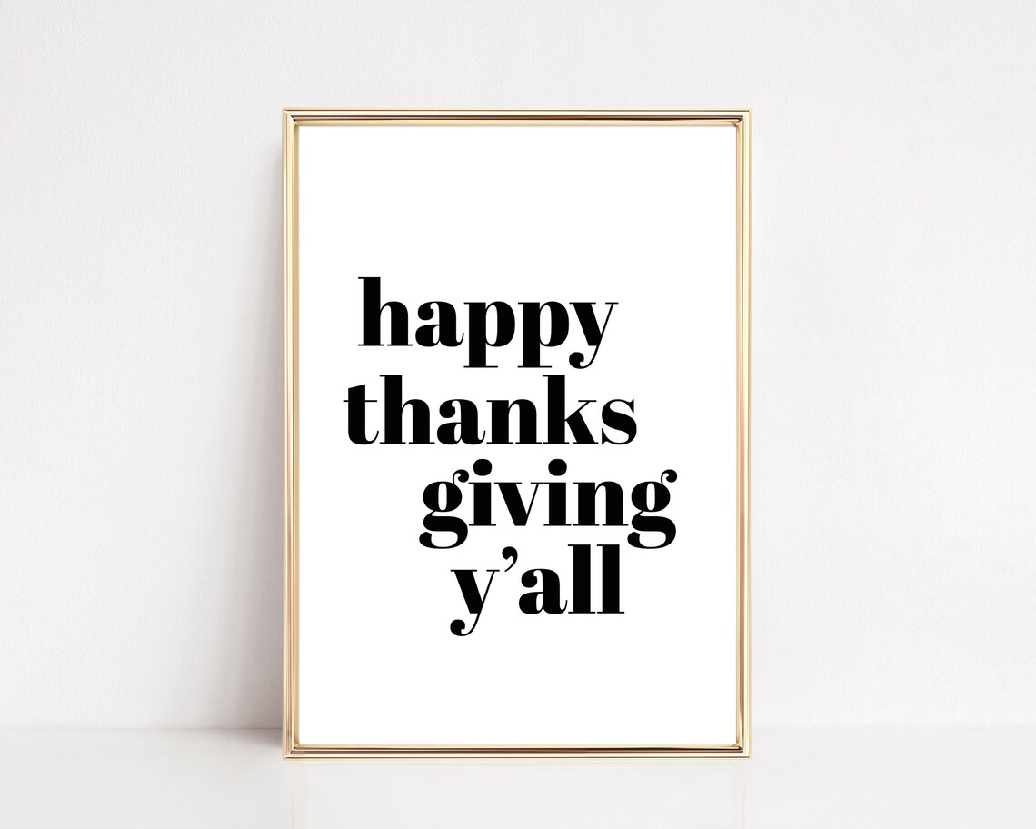 Happy Thanksgiving Yall Black Serif Playful Holiday Greeting Poster