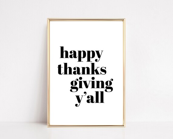 Happy Thanksgiving Yall Black Serif Playful Holiday Greeting Poster