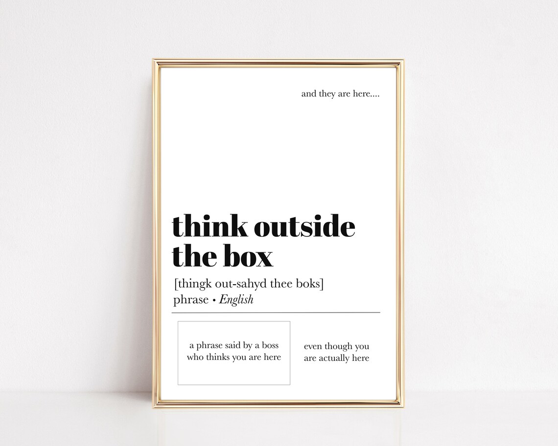 Funny Office Decor Office Wall Art Cubicle Decor Think Outside The Box Office Wall Decor Wall Art