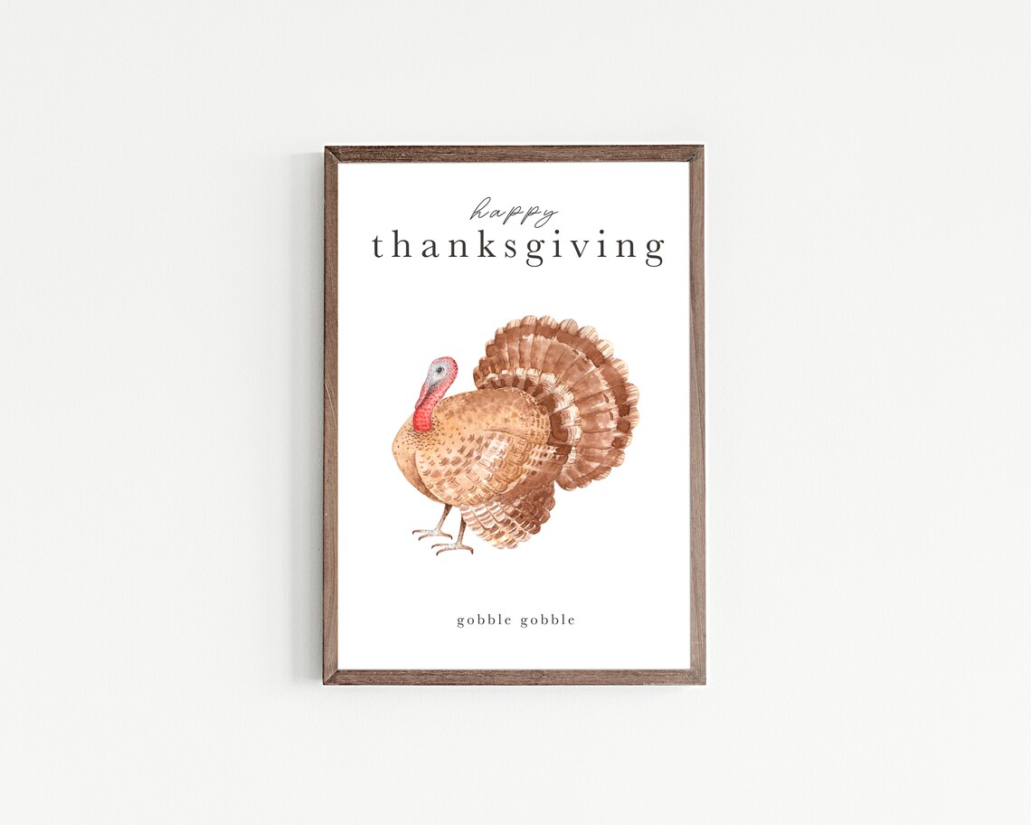 Thanksgiving Turkey Print, Fall Holiday Wall Art