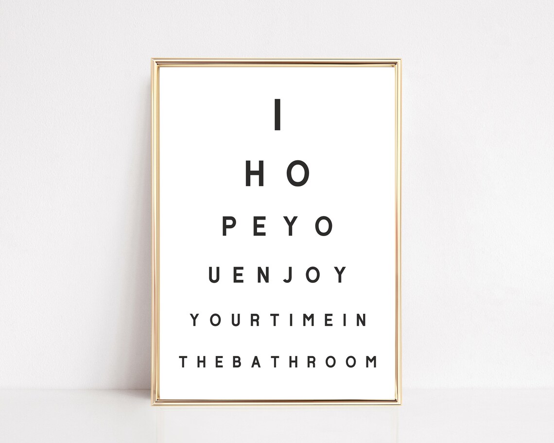Bathroom Eye Chart Art Print, Bathroom Wall Decor