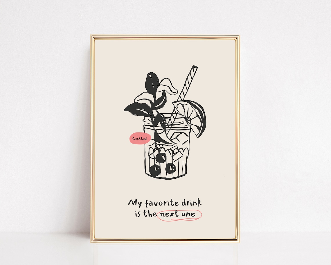 Trendy Bar Cart Cocktail Boho Bar Art Print