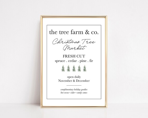 Christmas Tree Farm Market Rustic Farmhouse Holiday Sign Wall Art