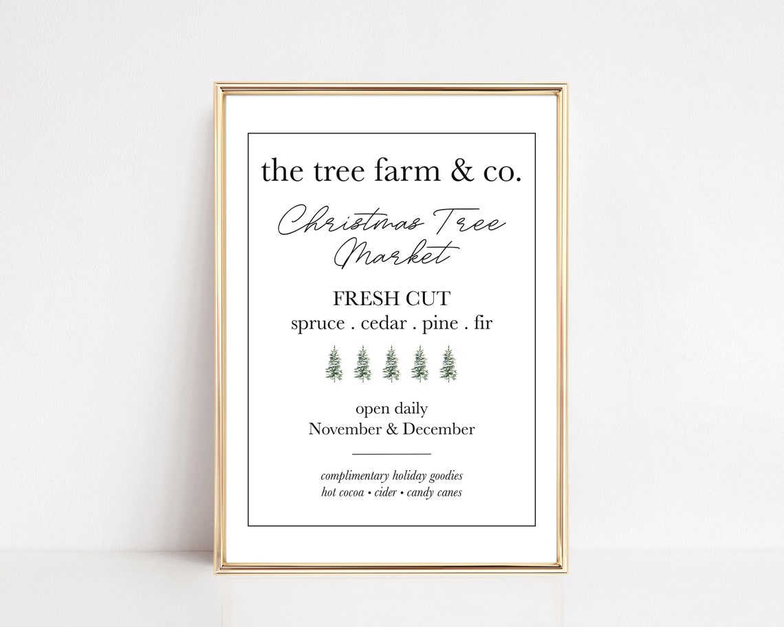 Christmas Tree Farm Market Rustic Farmhouse Holiday Sign Wall Art