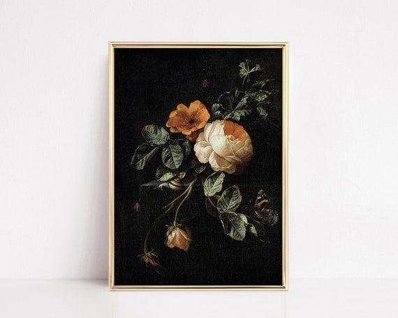 Dark Academia Vintage Botanical Art Print, Fall Decor