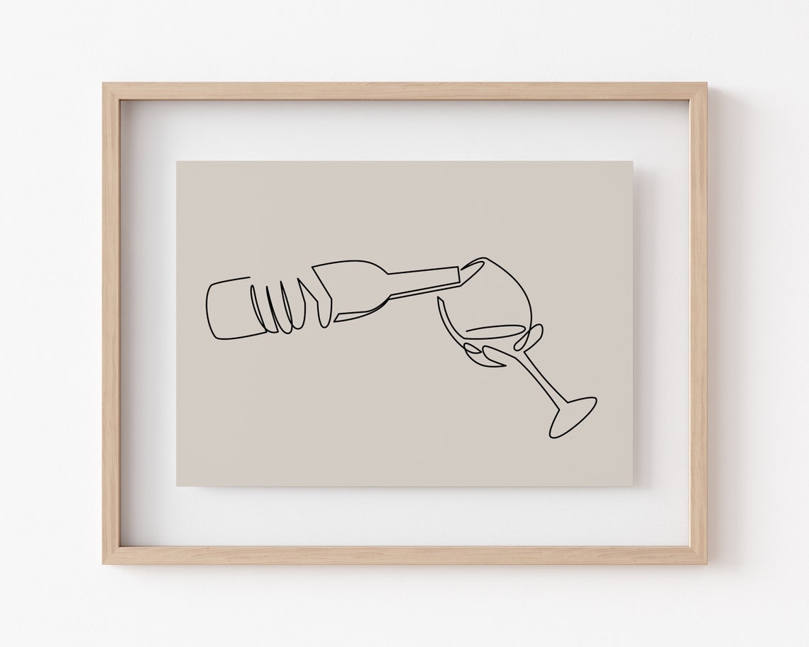 Cheers Bar Cart Wine Line Art Art Print - Image 2