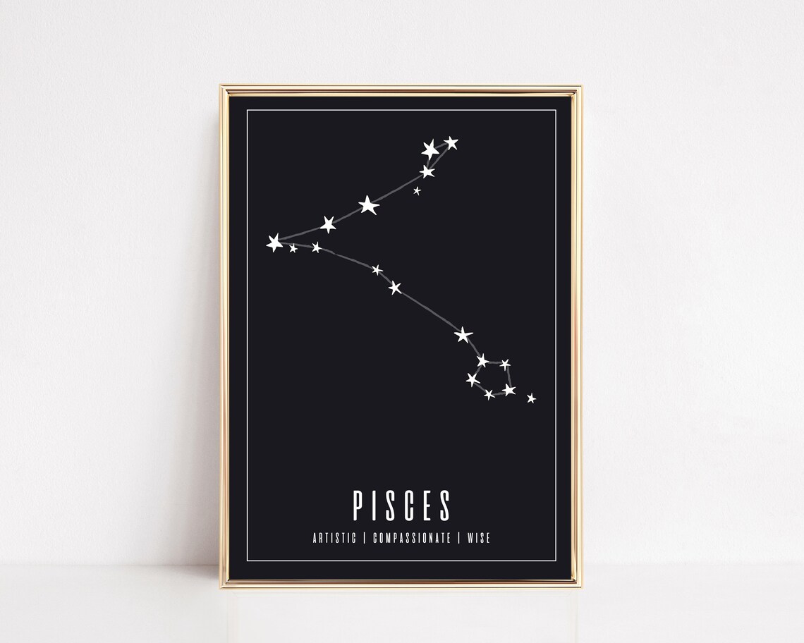 Pisces Astrology Wall Art Print, Zodiac Gift
