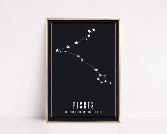 Pisces Astrology Wall Art Print, Zodiac Gift