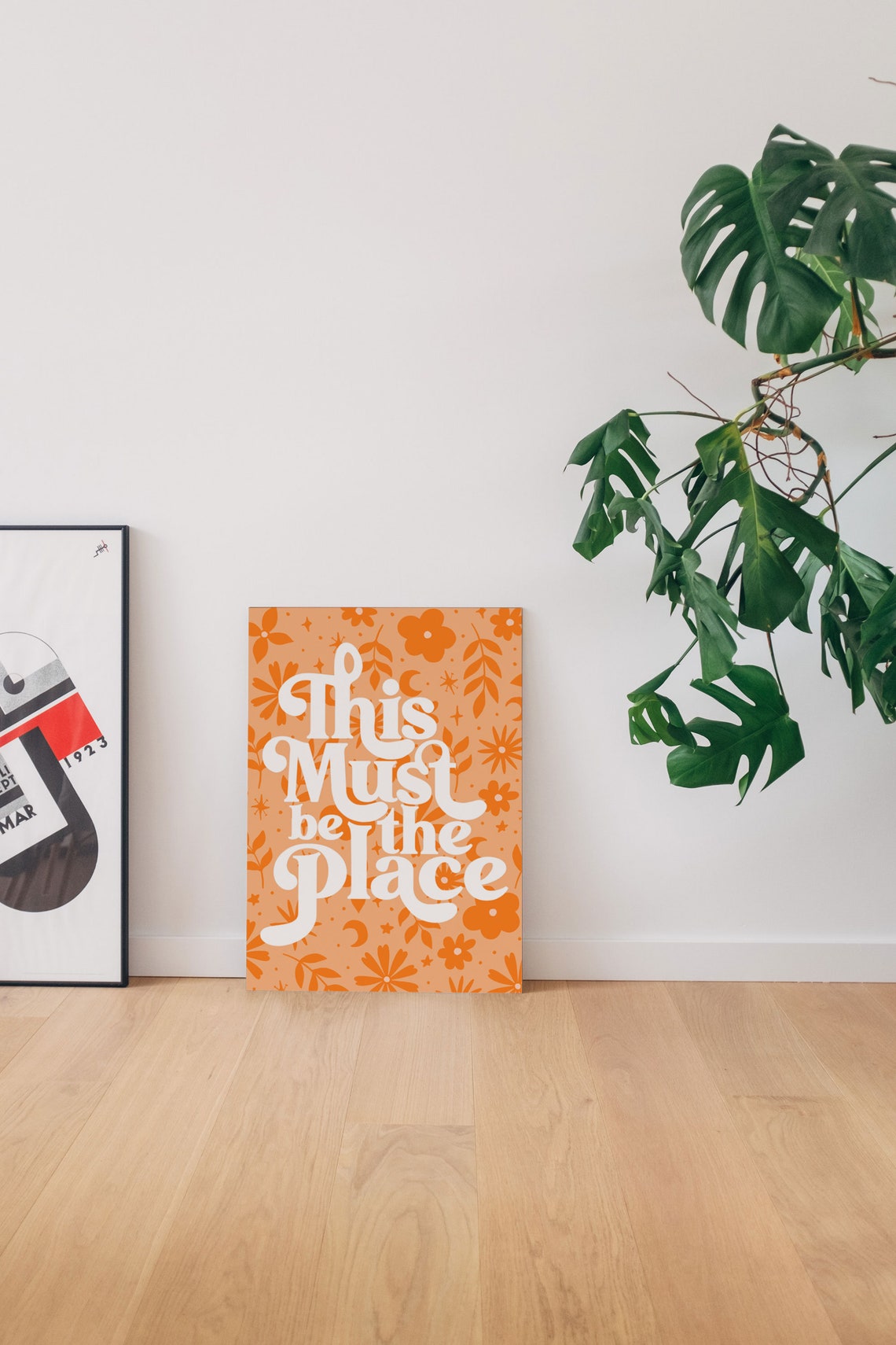 This Must Be The Place Quote Poster With Orange Floral Pattern - Image 5