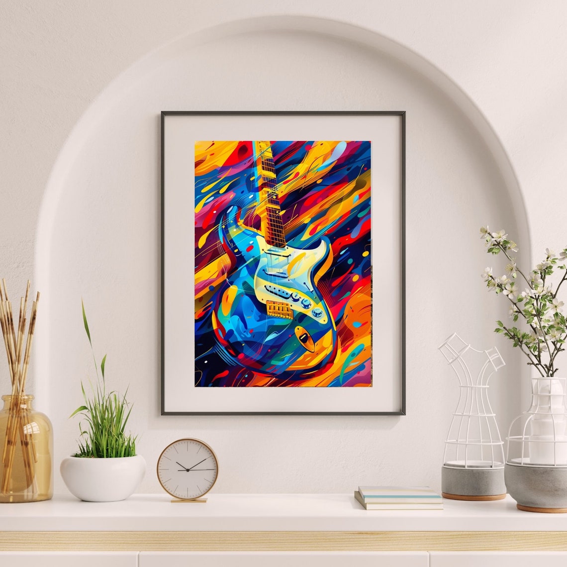 Rainbow Guitar Pop Art Poster 70s Retro Home Decor Hippie Home Decor 70s Bedroom Decor 1970s Decor - Image 6