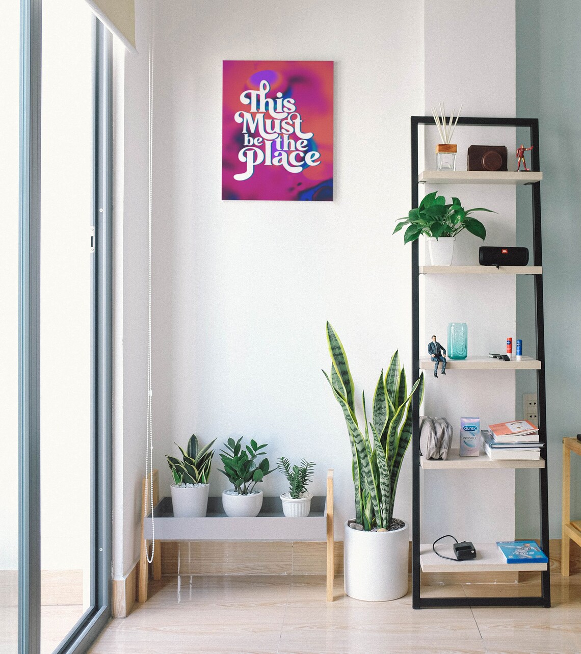 This Must Be The Place Retro Quote Poster With Magenta Floral Fade - Image 5