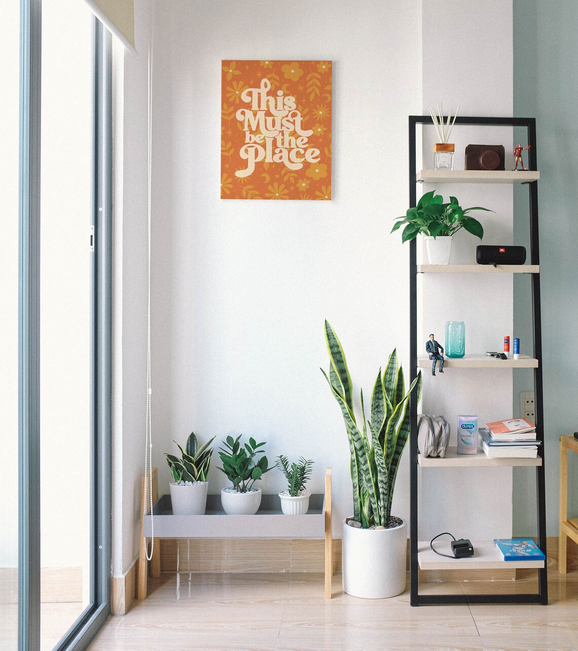 This Must Be The Place Retro Orange Floral Daisy Quote Poster - Image 7