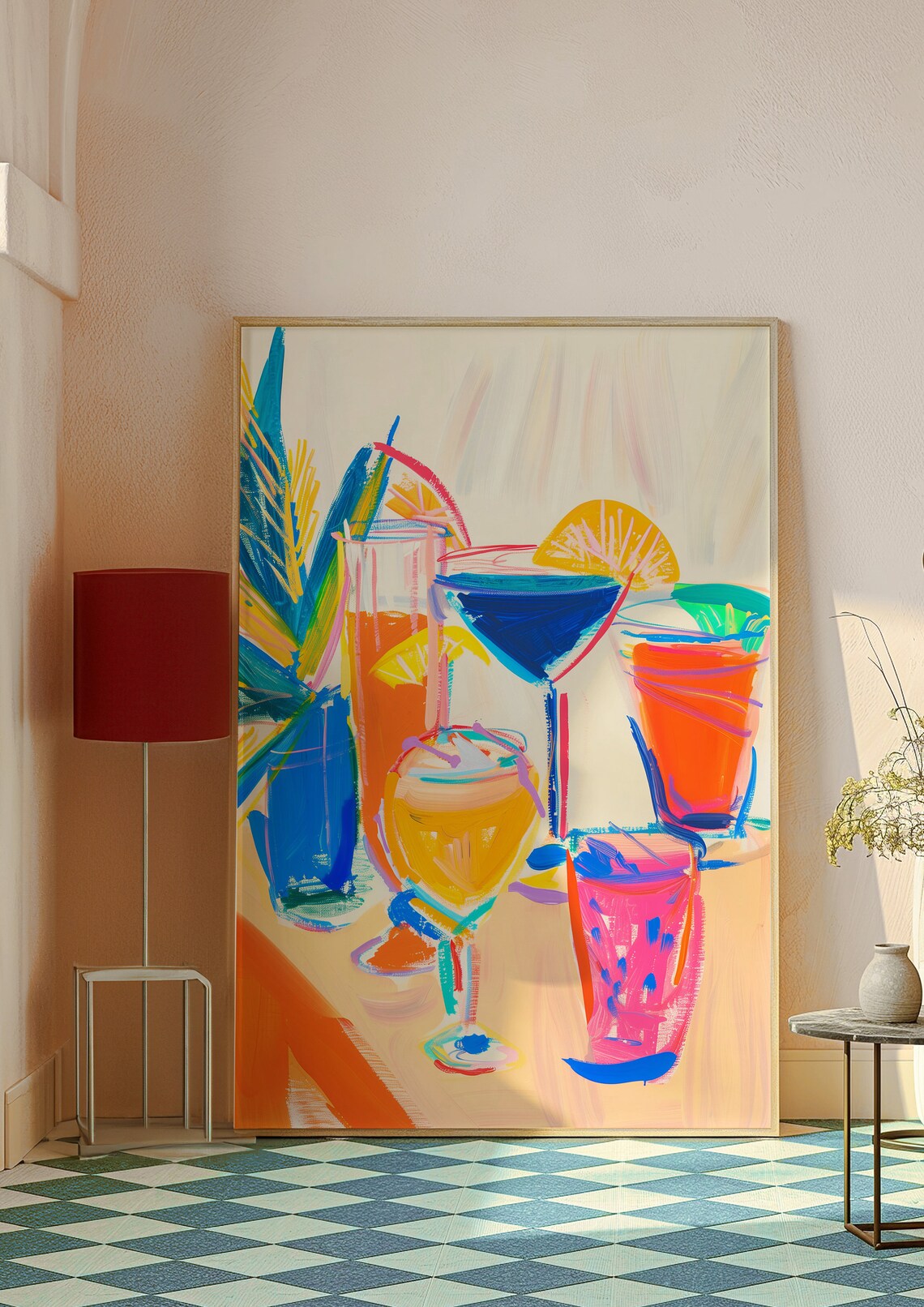 Colorful Cocktail Drinks Tabletop Orange Blue Bar Art Poster - Image 4