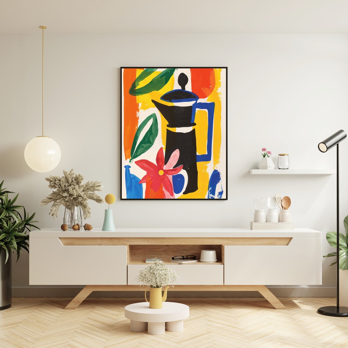 Abstract Matisse Style Still Life Poster With Teapot And Flower - Image 6