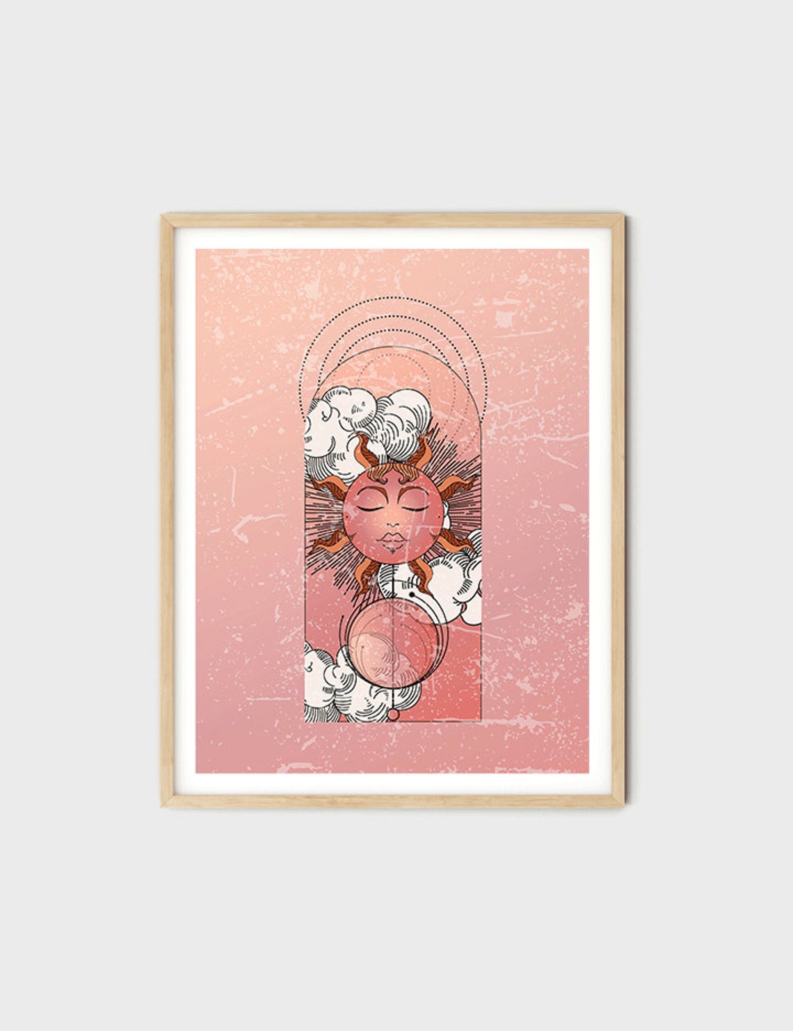 Celestial Sleeping Sun Moon Arch Pink Vintage Spirit Wall Poster - Image 4
