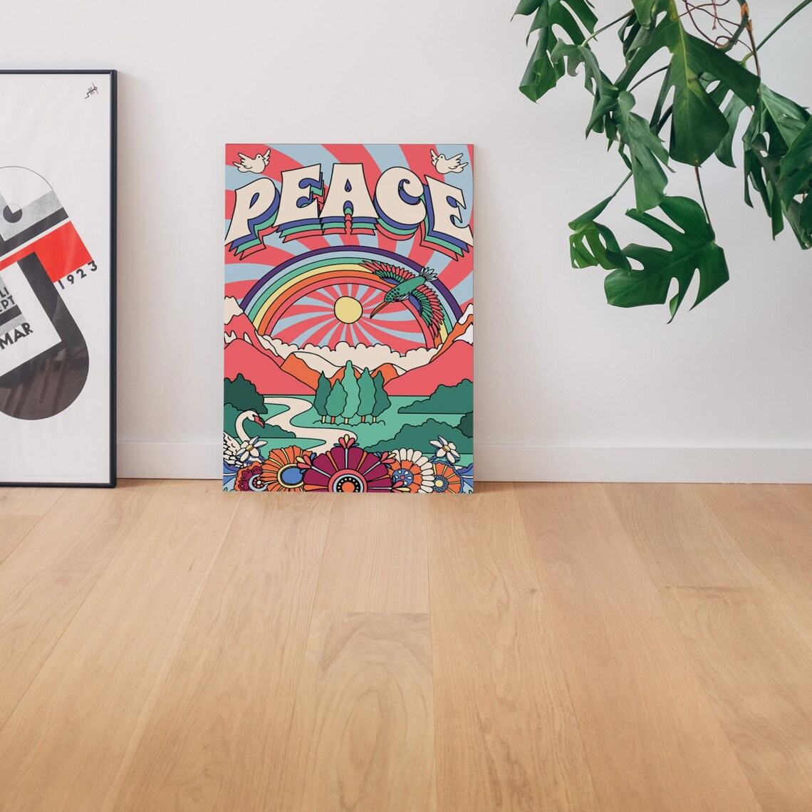 Peace 70s Vintage Poster, Boho Bedroom Wall Art - Image 3