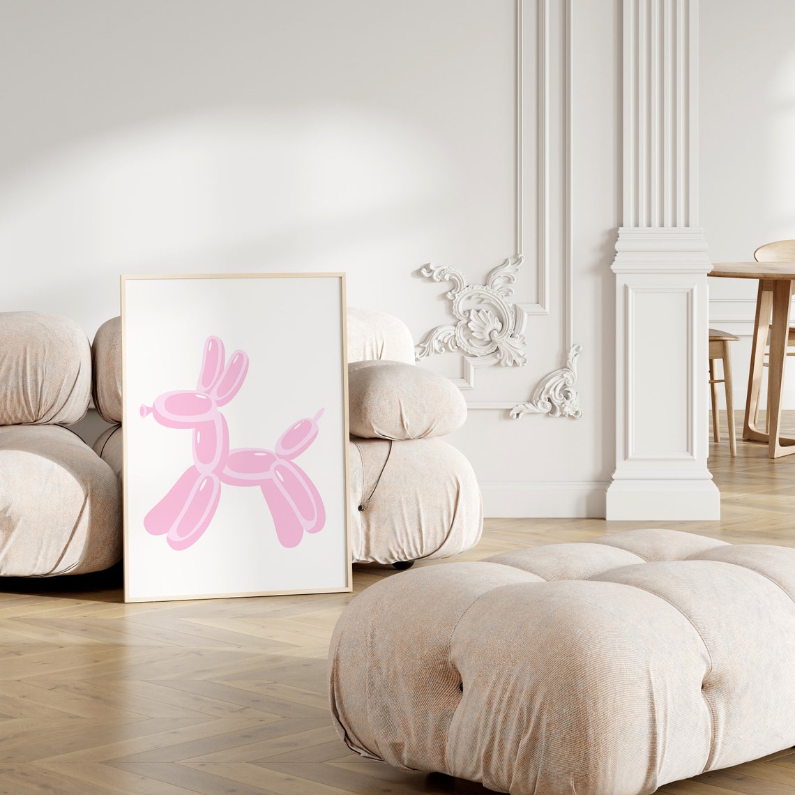 Pink Balloon Dog Pop Art Sculpture Modern Nursery Decor Poster - Image 3