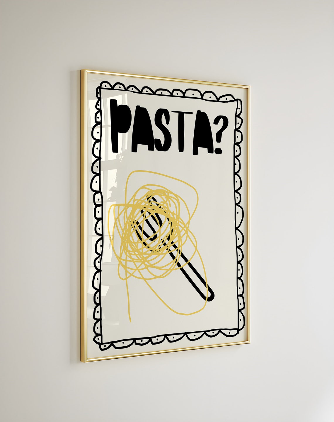Pasta Question Funny Spaghetti Twirl Fork Kitchen Quote Poster - Image 4
