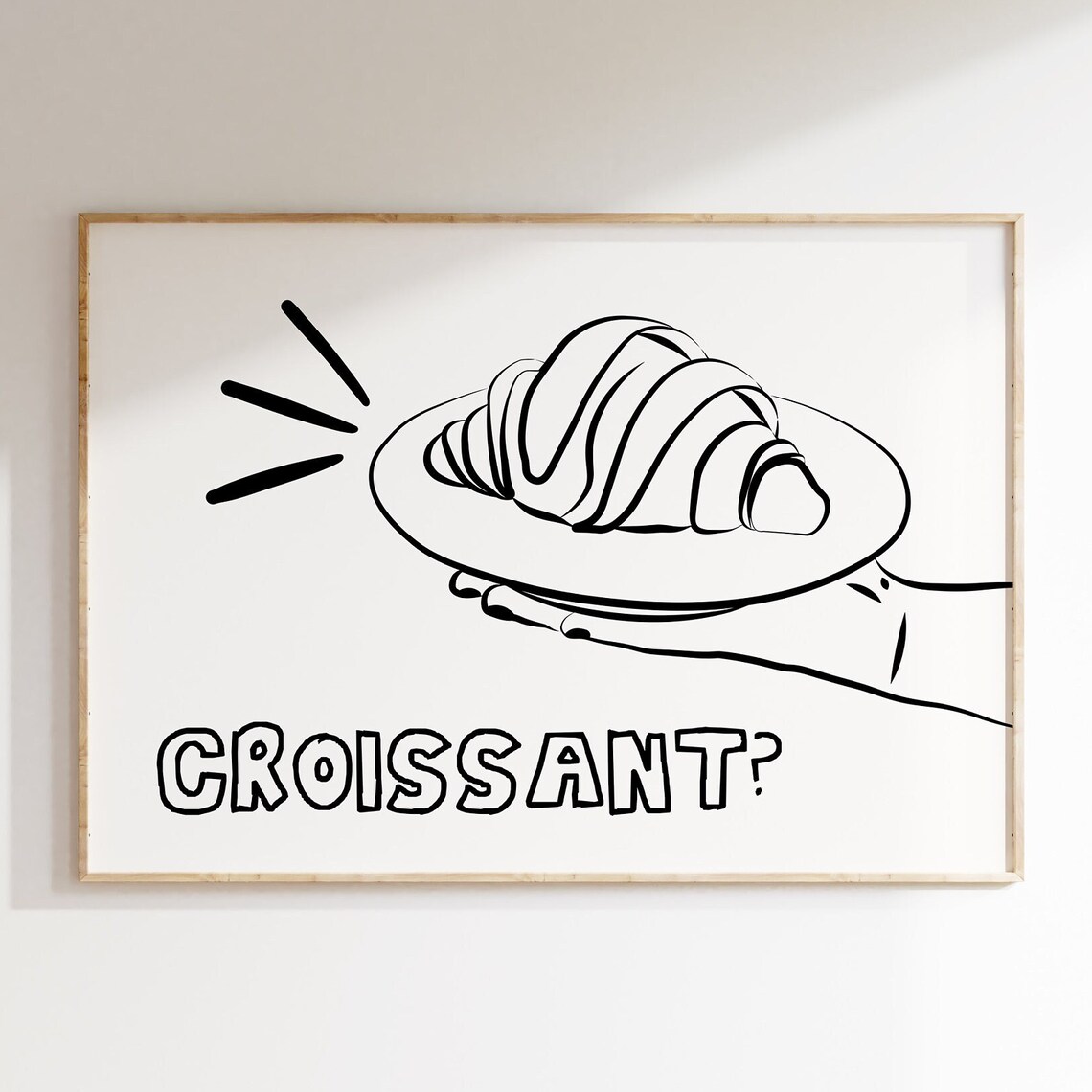 Croissant Question Mark Hand Drawn French Cafe Kitchen Quote Poster - Image 3