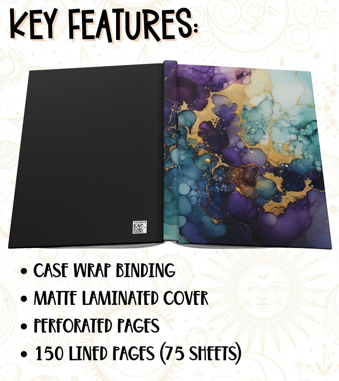 Abstract Alcohol Ink Journal, Matte Notebook Diary - Image 3