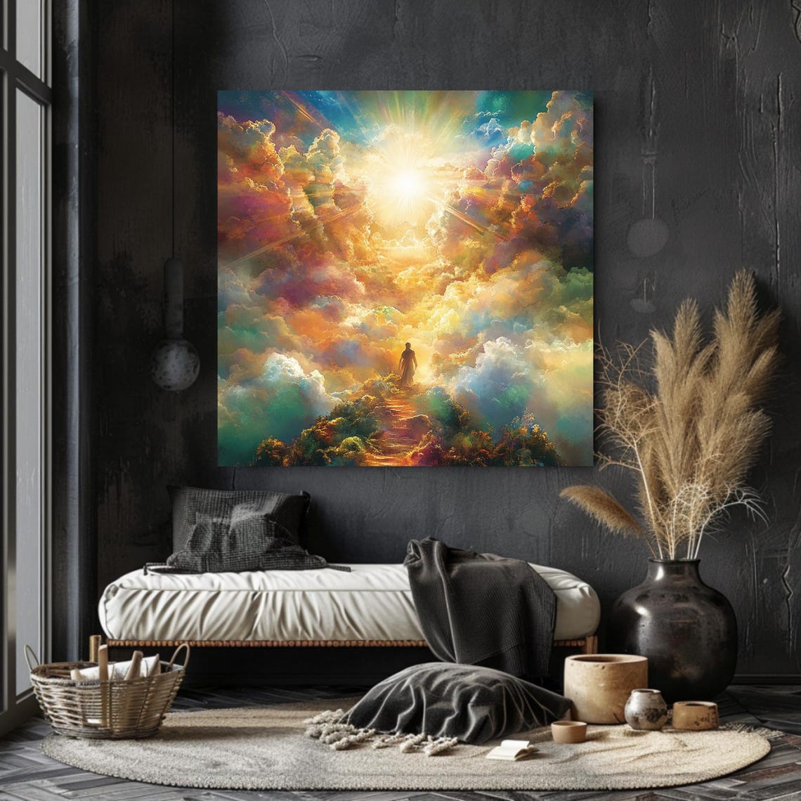 Heavenly Staircase Radiant Clouds Spiritual Journey Wall Poster - Image 2