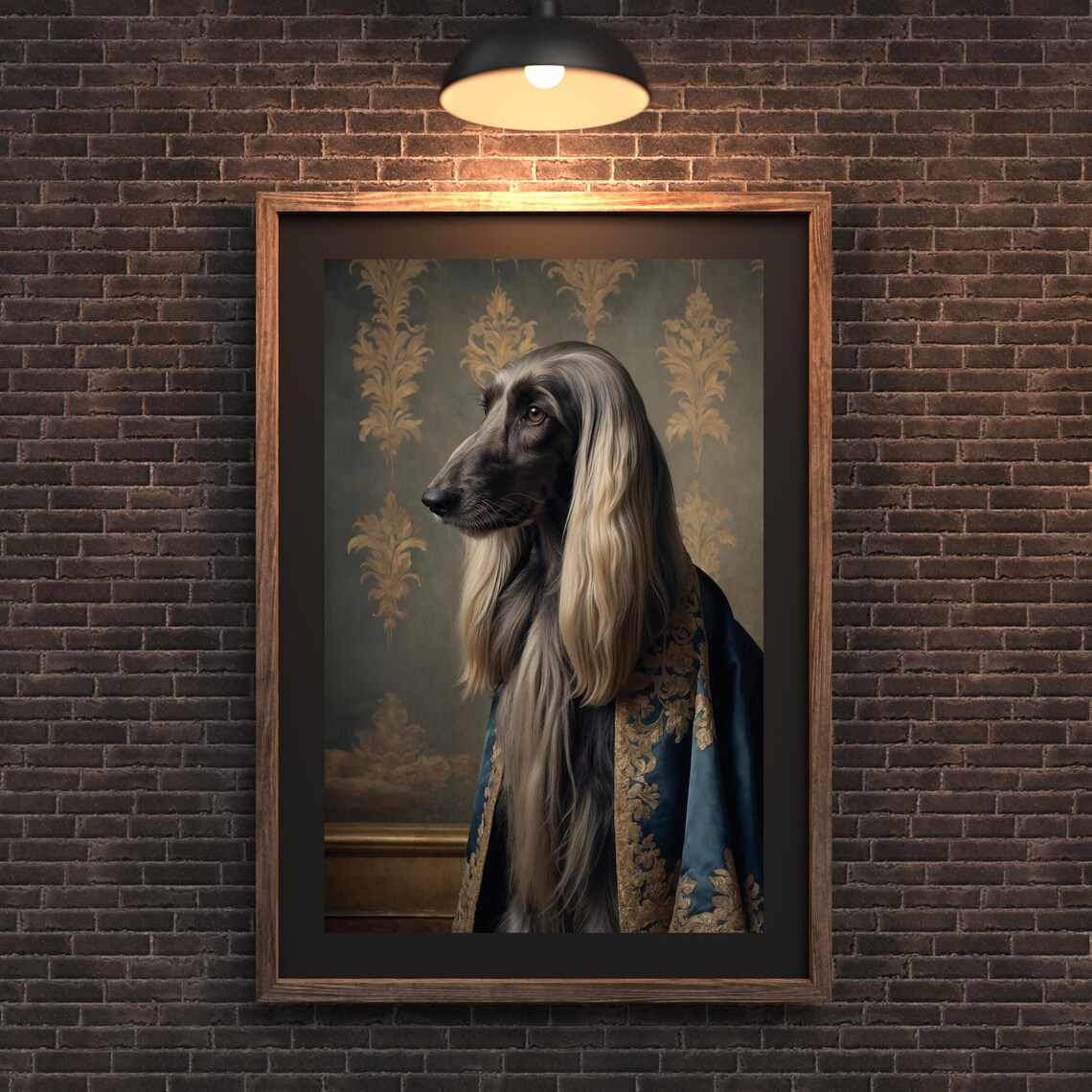 Afghan Hound Royal Portrait Elegant Noble Dog Blue Robe Animal Poster