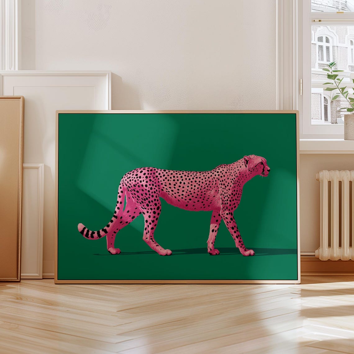 Hot Pink Cheetah Emerald Green Bold Dopamine Animal Wall Art