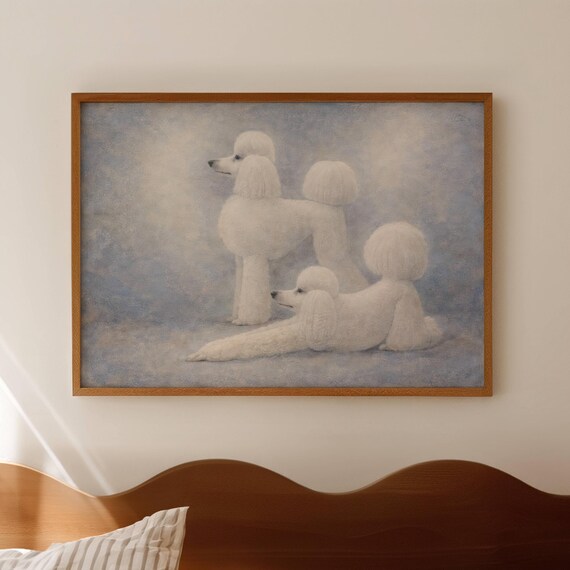 White Poodle Print, Midcentury Modern Dog Art Print