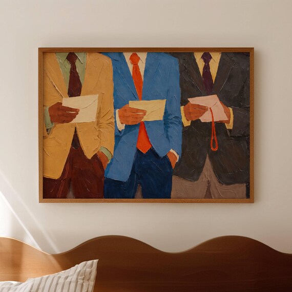 Men In Suits, Mid-Century Modern Poster