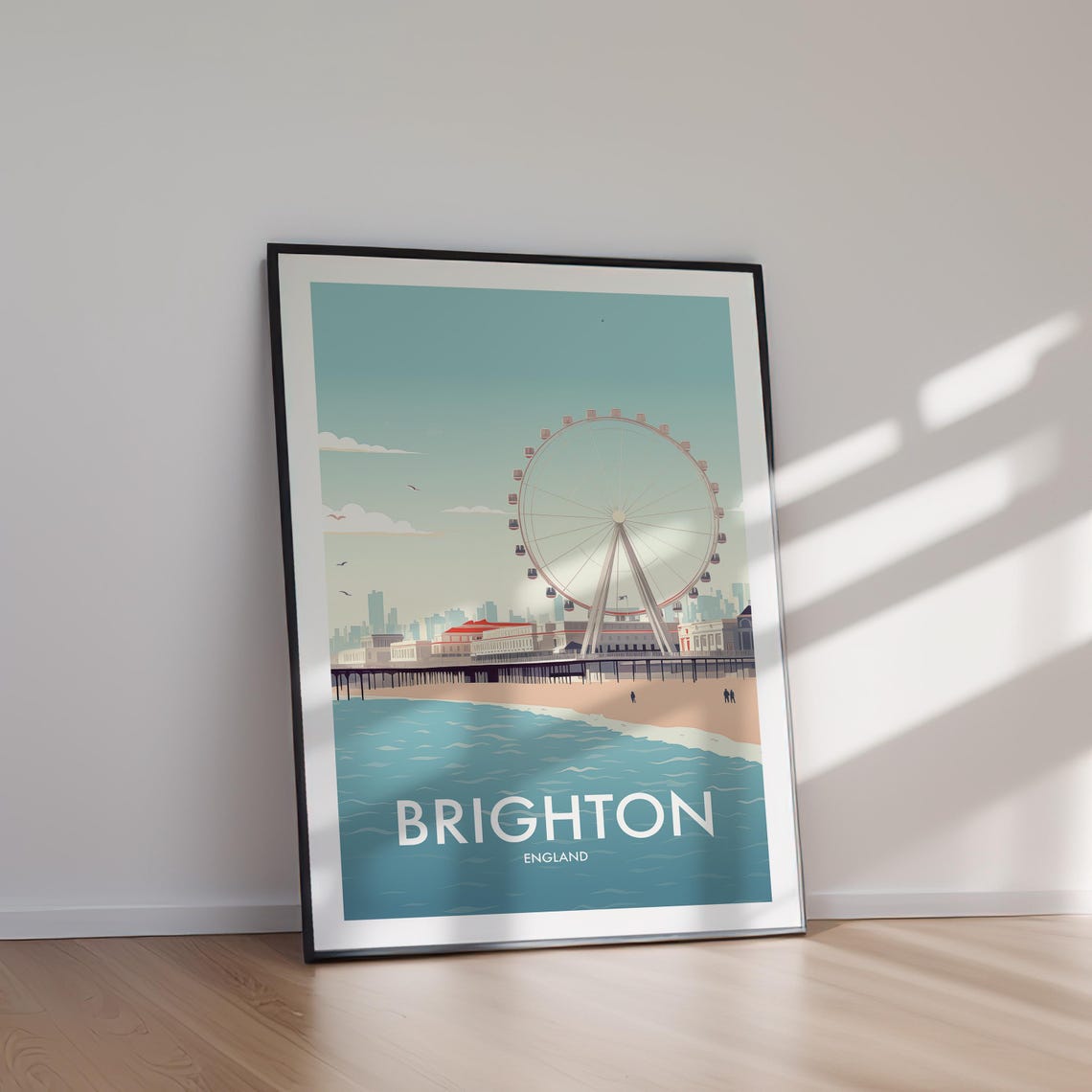 Brighton England Pier Ferris Wheel Seaside Beach Travel Poster - Image 2