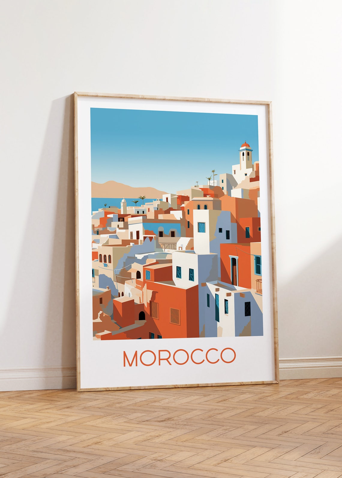 Morocco Old Town Medina Hillside Vintage Style Travel Poster - Image 2