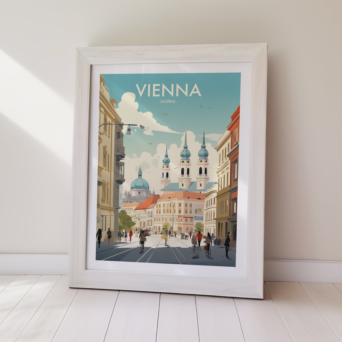 Vienna Austria Historic Street Church Spires Cityscape Poster - Image 2