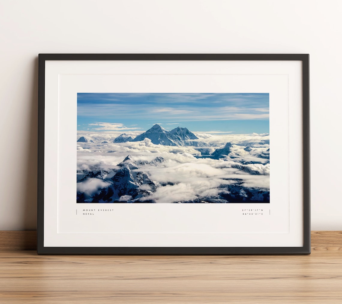 Mount Everest Coordinates Travel Poster Print