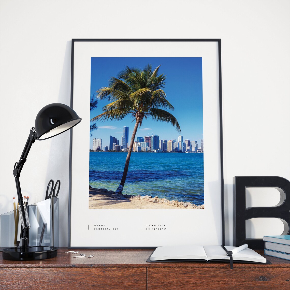 Miami Coordinates Travel Poster, Florida Wall Art