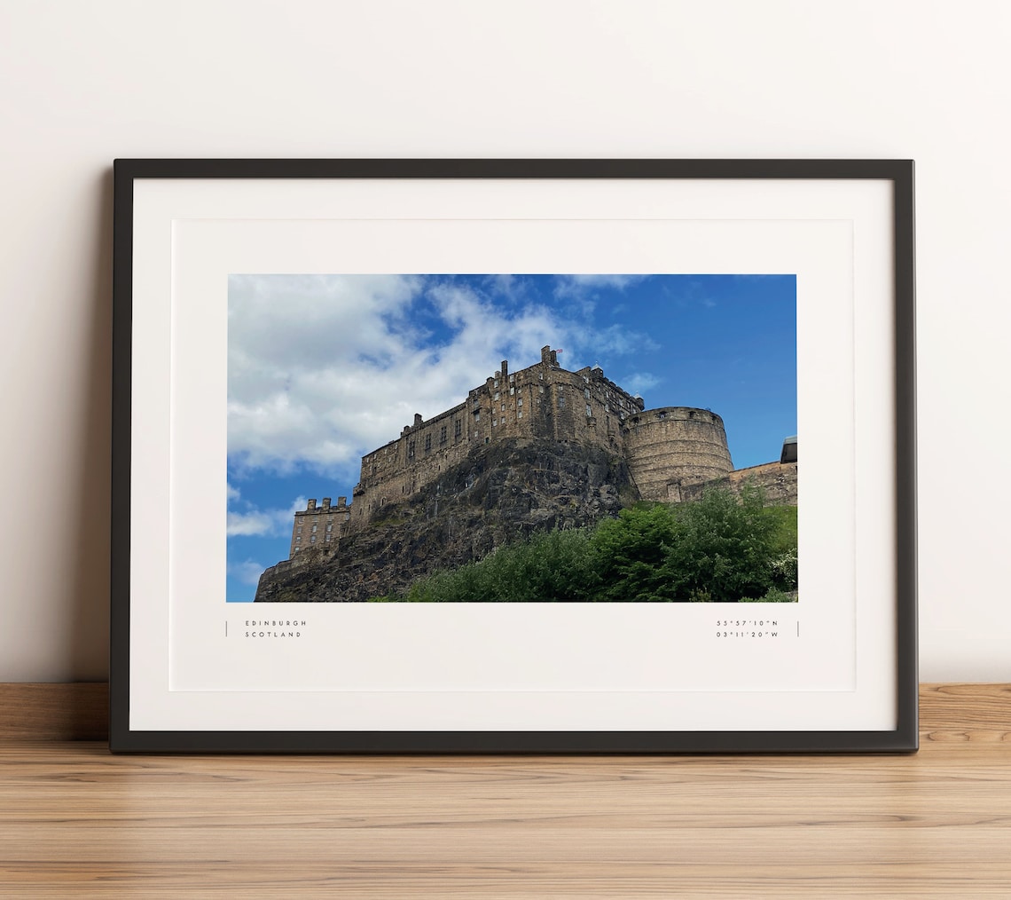 Edinburgh Castle Black and White Travel Poster
