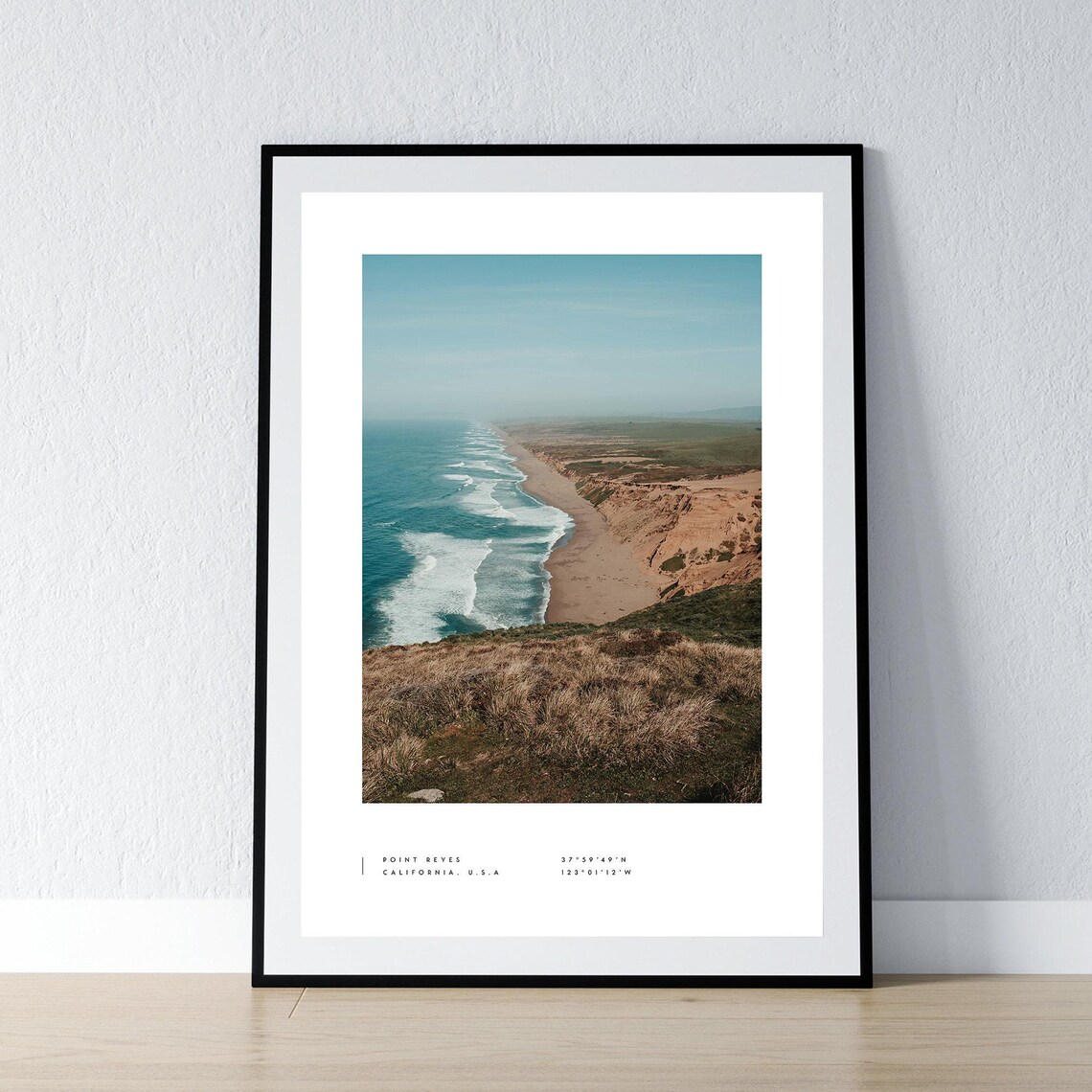 Point Reyes Coordinates Travel Poster, Wall Art