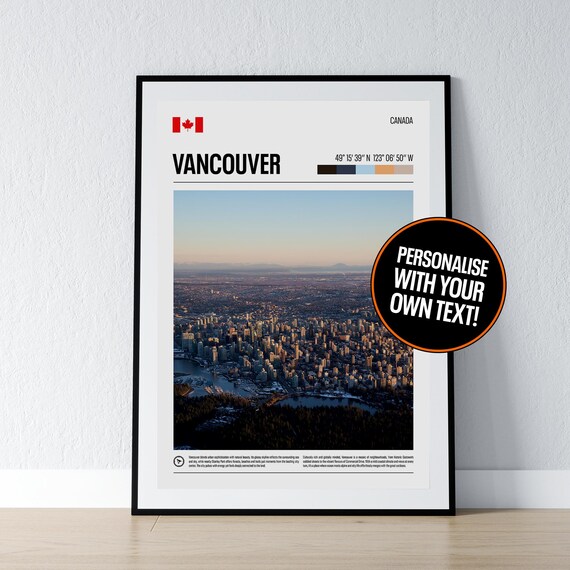 Vancouver Canada Aerial Skyline Personalised City Travel Poster