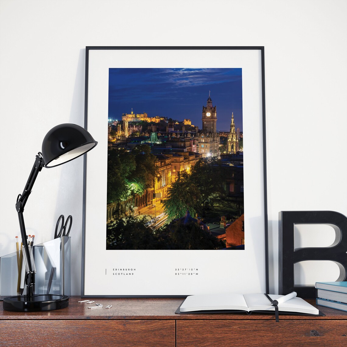 Edinburgh Coordinates Travel Poster, Castle Wall Art