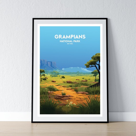 Grampians National Park Est 1984 Rugged Outback Plains Retro Travel Poster