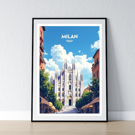 Milan Travel Poster, Italy Wall Art Print