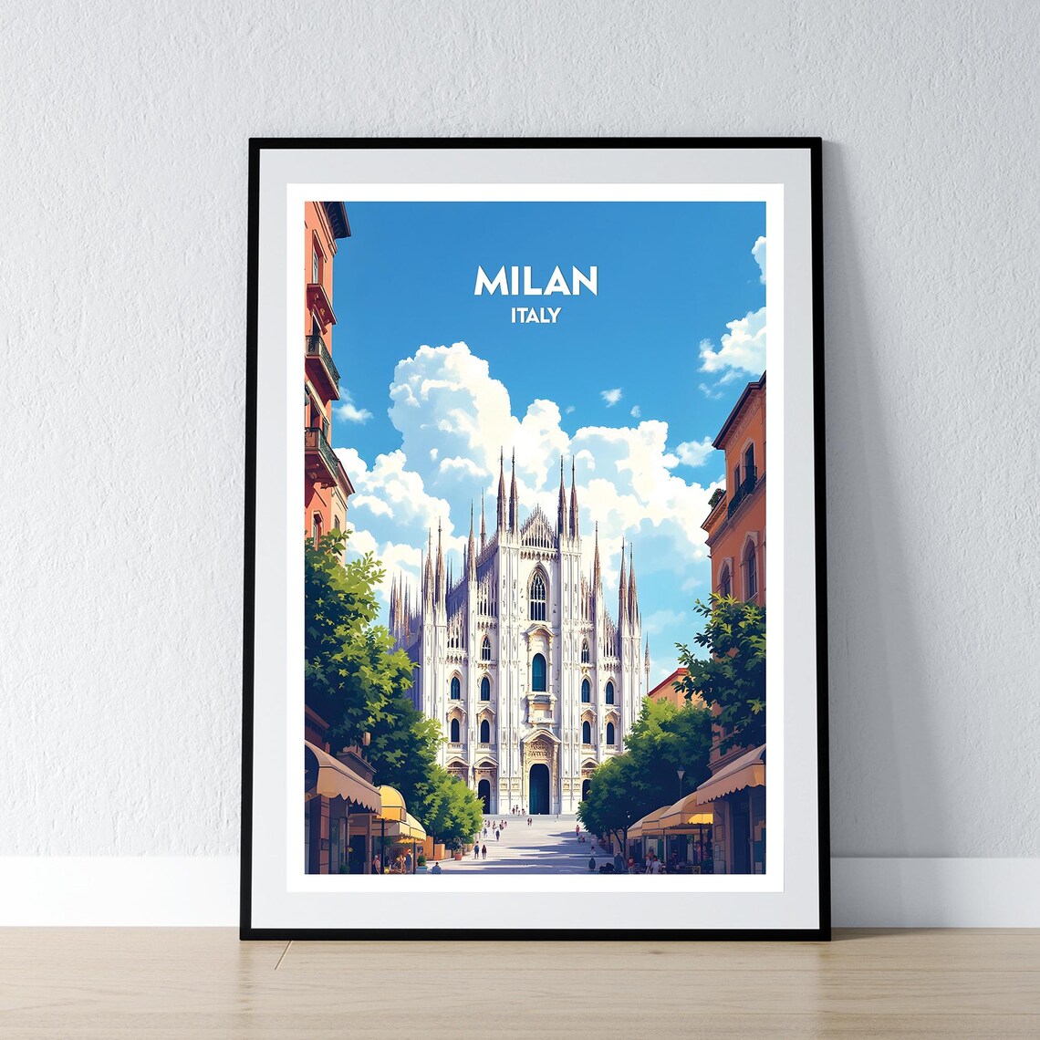 Milan Travel Poster, Italy Wall Art Print