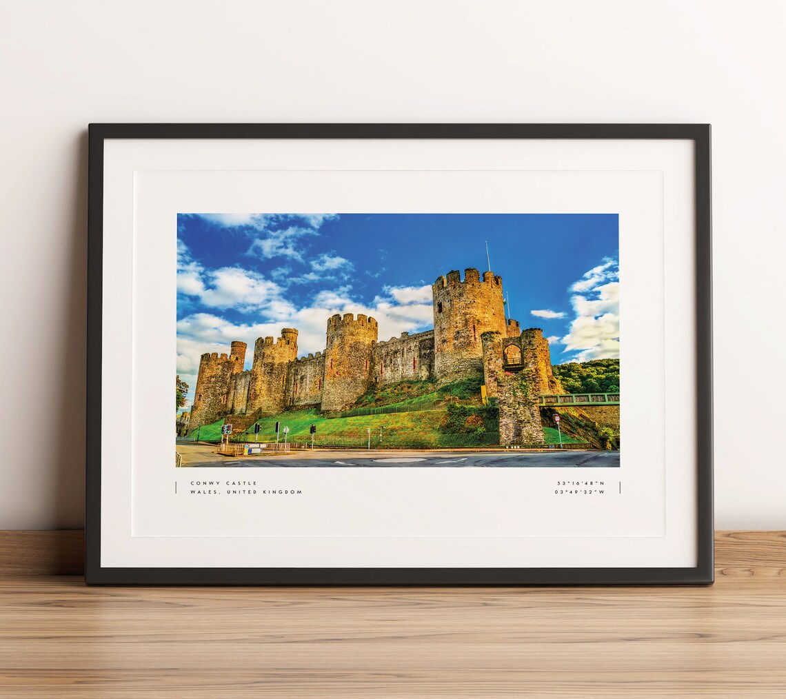 Conwy Castle Poster Print, Wales Coordinates Travel