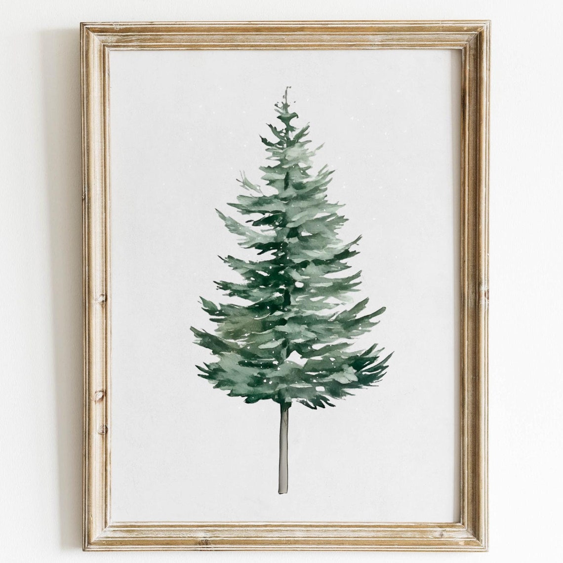 Classic Watercolor Evergreen Pine Tree Branch Winter Holiday Poster