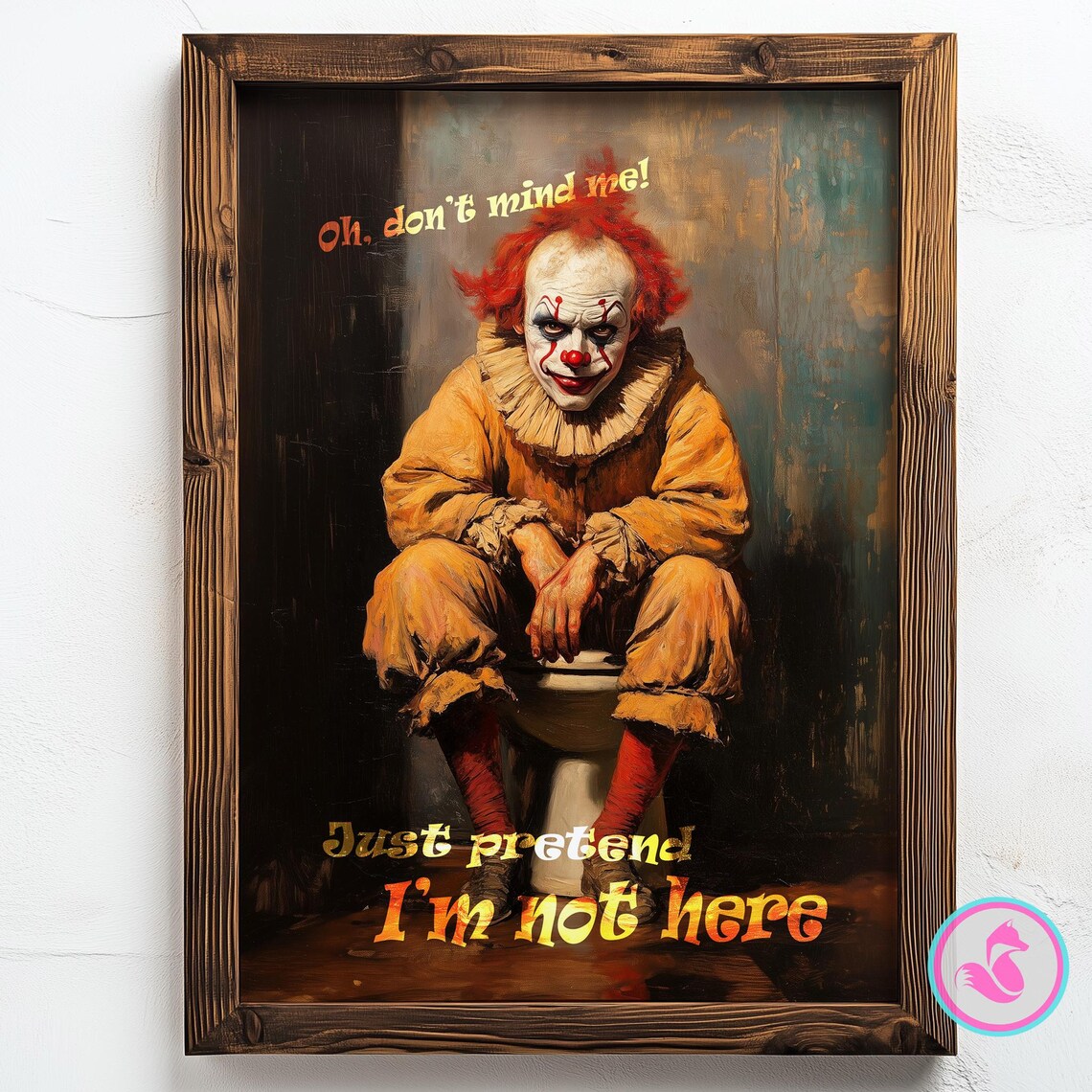 Clown On Toilet Wall Art Funny Bathroom Ensuite Decor Frameless